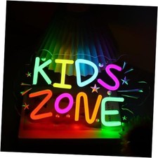 Kids Zone Neon Sign for Wall Decor, Dimmable USB Powered Colourful Neon Light