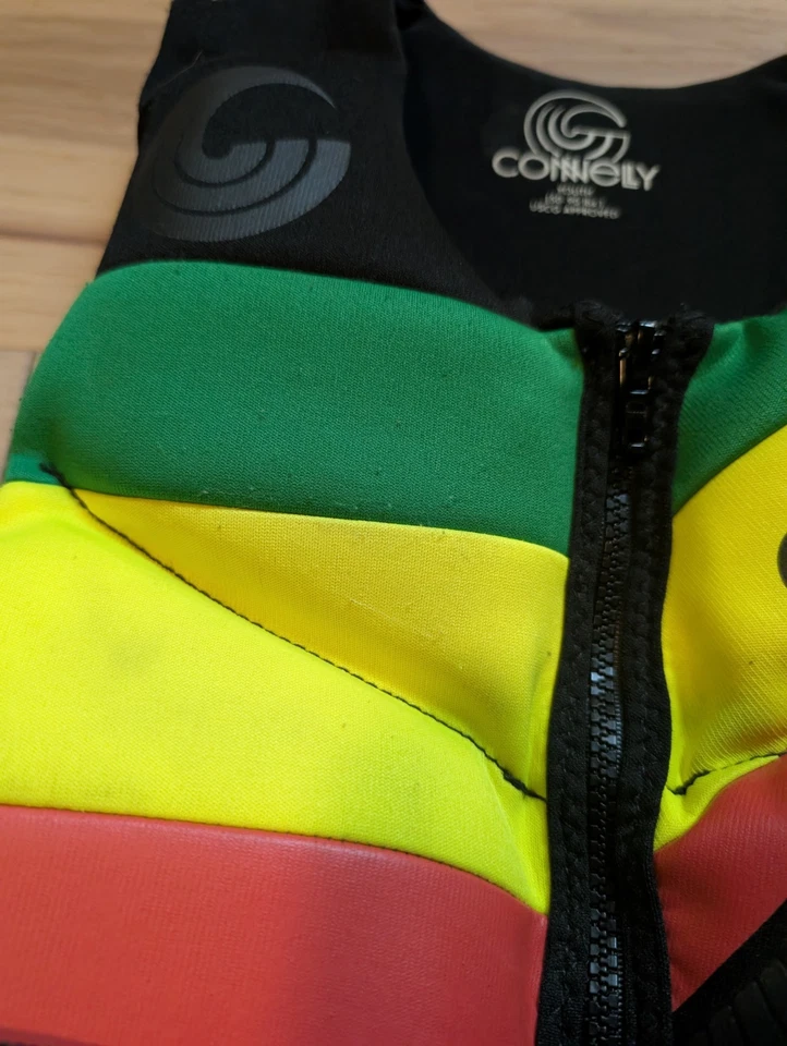 Chaleco de Neopreno Juvenil, 50-90Lbs Rasta Jamaica Colores Bob Marley Esquí Wakeboard Barco Foto 2 de 4