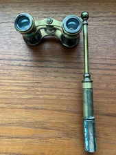 Rare Vintage Opera Glasses - Extendable handle - Brass frame - Abalone accents