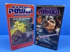 VTG Captain Power VHS Tape Lot x2 Mattel 1987 video game Raid Volcania Fire Dark