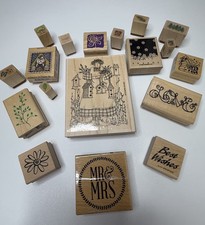 Various Vintage Rubber Wood Mounted Stamps Craft Scrapbooking Lot