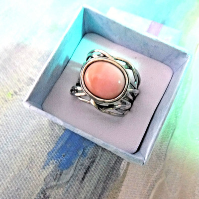 Or Paz Pink Opal Artisian Designer Ring Size 8