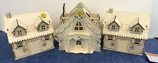 Lot Of 3 Make Market Wooden Paintable Village Light Up Houses DIY Ready To Paint