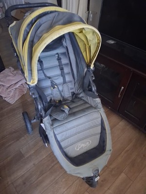 Baby Trend Single Jogger Stroller 3-Wheel Folding Canopy Gray/Yellow