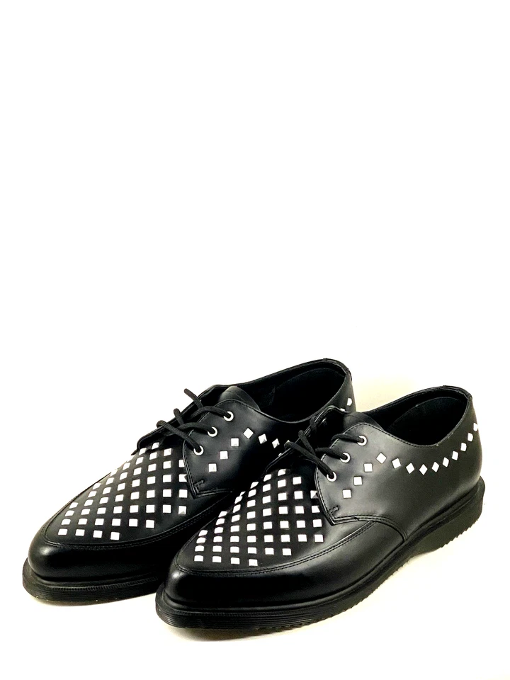 Dr Martens Mens UK 12 EU 47 Willis Stud Black White Leather Creeper Shoes Gothic - Image 3 of 4