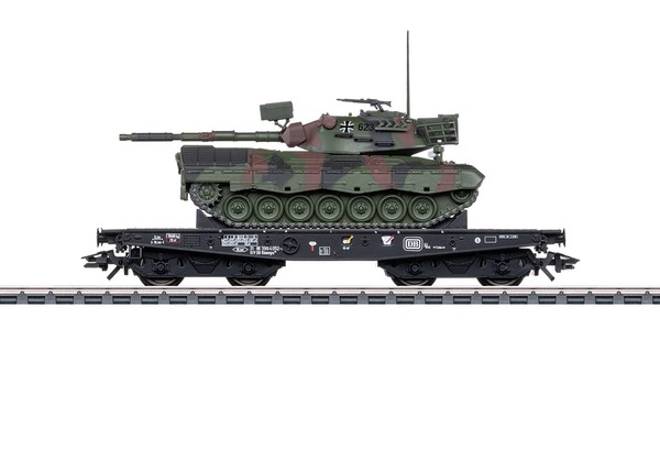 MäRklin 48877 H0 Schwerlast-Flachwagen Rlmmps Leo 1A1 Ac-image