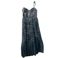 Maya Deluxe Embellished Maxi Dress with Tie Straps in Dark Green Size 10