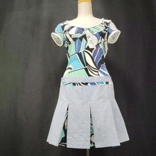 D&G Dolce & Gabbana S/S Patterned Docking Dress Blue Size 42