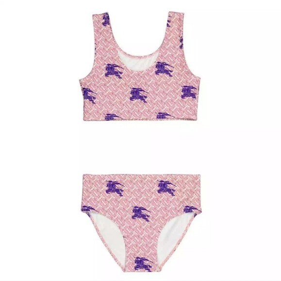 Burberry Girl's TB Noor Equestrian Knight-Print Two-Piece Bikini