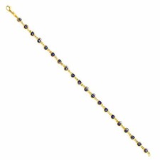 Real 14K Yellow Gold CZ Blue Color Evil Eye Bracelet 7"Inch Girls Boys