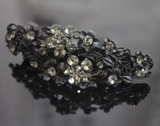vintage antique Tone Flower Rhinestone black Color Hair Clip Barrette ha1026