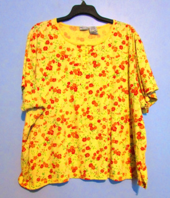 White Stag Womens Yellow Floral Shirt Size 5X (30W/32W) See Description EUC!!!