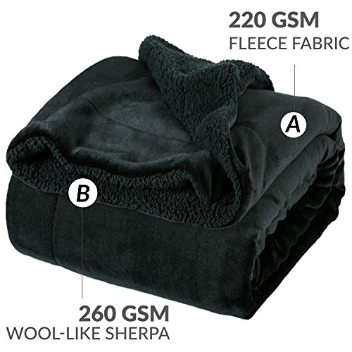 Bedsure Sherpa Fleece Blanket Queen Size Black Plush Throw Blanket