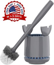 Juego De Escobilla Y Soporte Para Ba o, Cepillo Flexible Para Cuenco Color Gris.