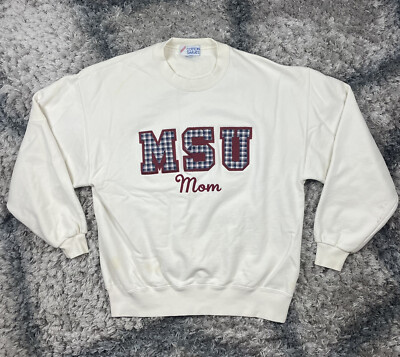 Vintage MSU Mom Sweatshirt Jerzees Cotton Mississippi Michigan Adult Size Large