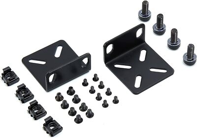 Rack Mount Kit Universal 1U Ears with Adjustable Holes Distance, Black 
