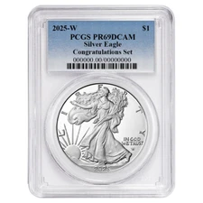 2025-W Proof $1 American Silver Eagle Congratulations Set PCGS PR69DCAM Blue ...