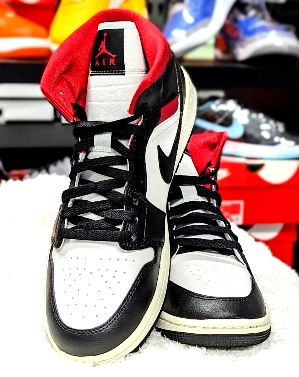 Nike Air Jordan 1 Mid White Black Red Panda Shoes BQ6472-061