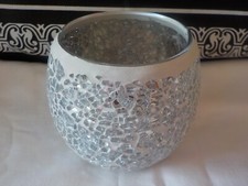 Mosaic Tea Light Holder Crackle Glass Candle Holder Crazed Effect Gift New