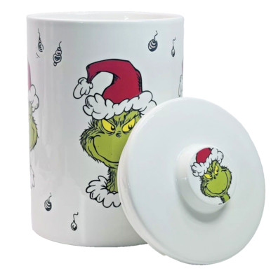 Dr. Seuss How the GRINCH Stole Christmas Ceramic Canister Cookie Jar Many Faces