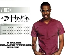 6 PACK SHAKA WEAR MENS BLACK V-NECK T-SHIRTS FREE SHIPPING