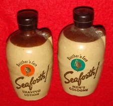 2 Vintage Seaforth Stoneware Bottles Shaving Lotion & Men's Cologne w/ Caps