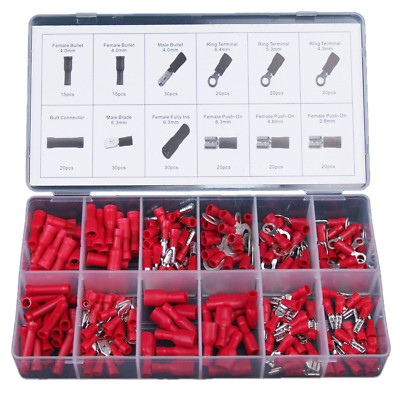Craft-Equip 260 tlg. Kabelschuhe Satz ROT Verbinder Flachstecker Ringkabelschuh