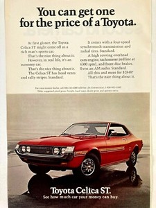 1972 Toyota Celica ST 2 Door Coupe Print Ad 