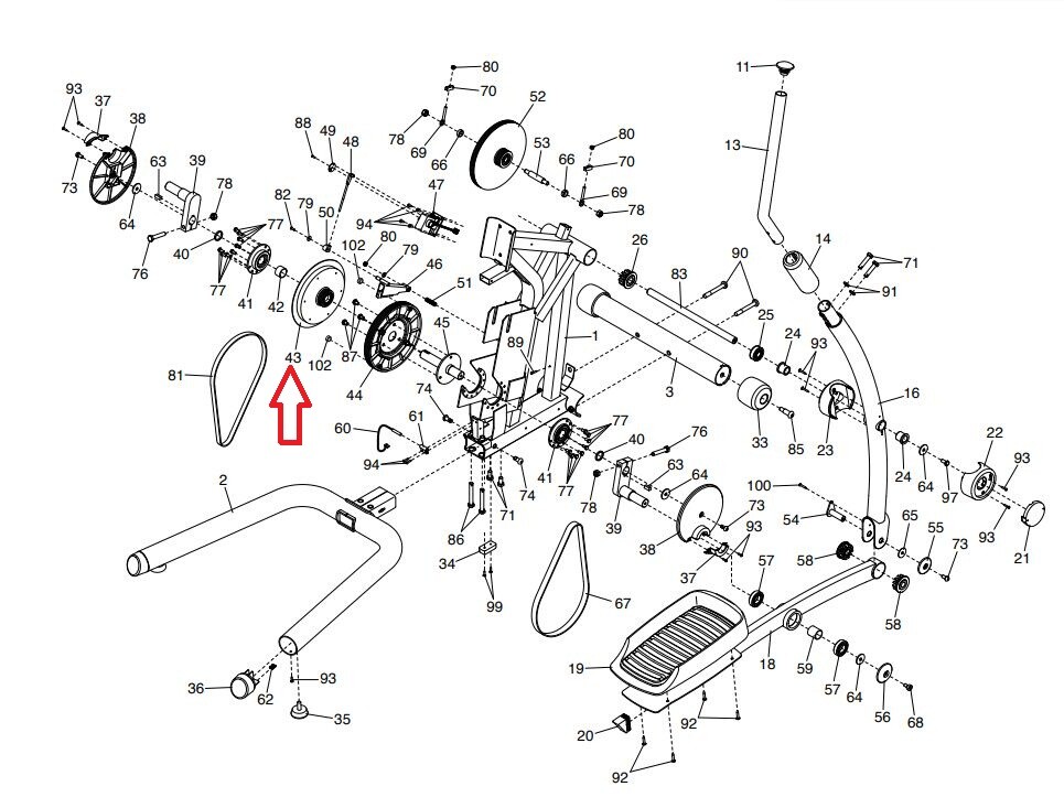 Proform PFEL059180 Hiit Trainer Lite 5.9 Elliptical Flywheel with