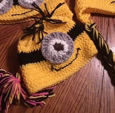 Inspired by Minion, Hand Crochet Minion Hat/Beanie, size 1-3 toddler