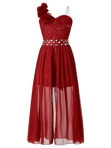 Kids Girls Sequin Pageant Prom Ball Gowns High Low Chiffon Wedding Party Dress - Picture 23 of 78