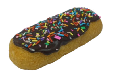 Display Fake Food Prop Chocolate Glazed Eclair Donut With Sprinkles