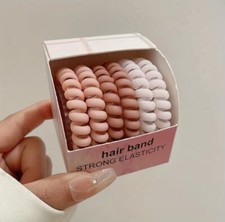 Hair Tie 6pc Frosted Gradient PINK Stretch Accessory School Girl Gym Wrist Coils