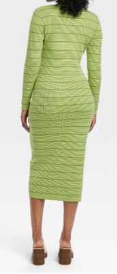 House of Aama Long Sleeve High Neck Maxi Knit Dress Green Striped XS NWT |  eBay