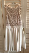 FRANCESCA’S WOMENS XS WHITE FIT AND FLARE LACE DRESS