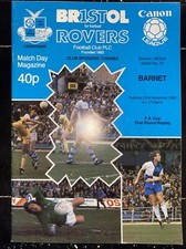 BRISTOL ROVERS V BARNET PROGRAMME FA CUP 1ST ROUND REPLAY 22/11/83