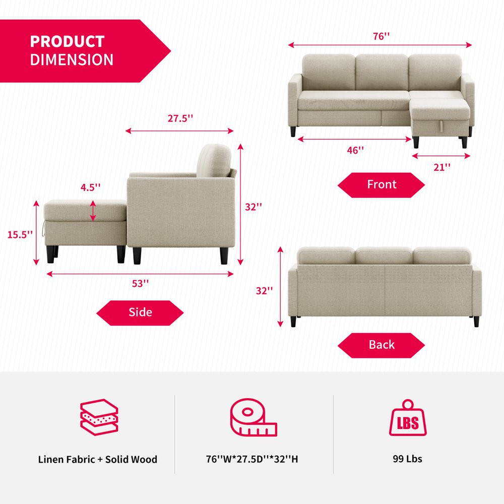 Sectional Sofa for living room  alternate view 4