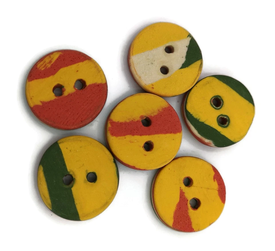 6Pc 25mm Handmade Sewing Buttons Round For Coat Jacket Blouse Scrapbooking Craft - Image 3 of 4