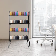 4 Tier Rolling Printer Filament Storage Rack, Filament Spool Holder with Wheels