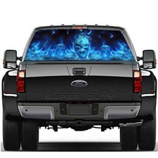 Calcomanía adhesiva gráfica tinte vinilo calavera llameante trasera ventana trasera coche 147CMx46CM
