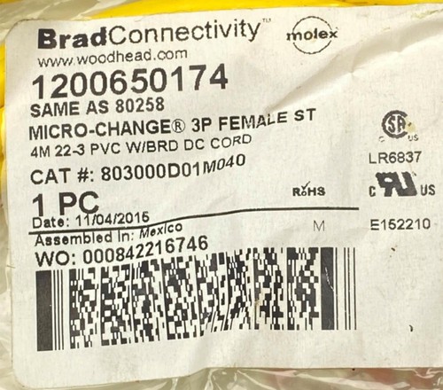 BRAD CONNECTIVITY 1200650174 Micro-Change 3P Female ST 22-3 (NEW) - Afbeelding 2 van 3