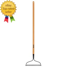 47 In. L Wood Handle 14-Tines Garden Bow Rake