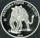 2013 Laos Large Proof  Silver 1000 Kip Tiger