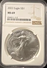 2022 $1 American Silver Eagle NGC MS69 Brown Label