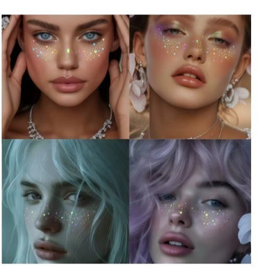 6 Sheets Holographic Glitter Freckle Face Stickers Waterproof Temporary Tattoos