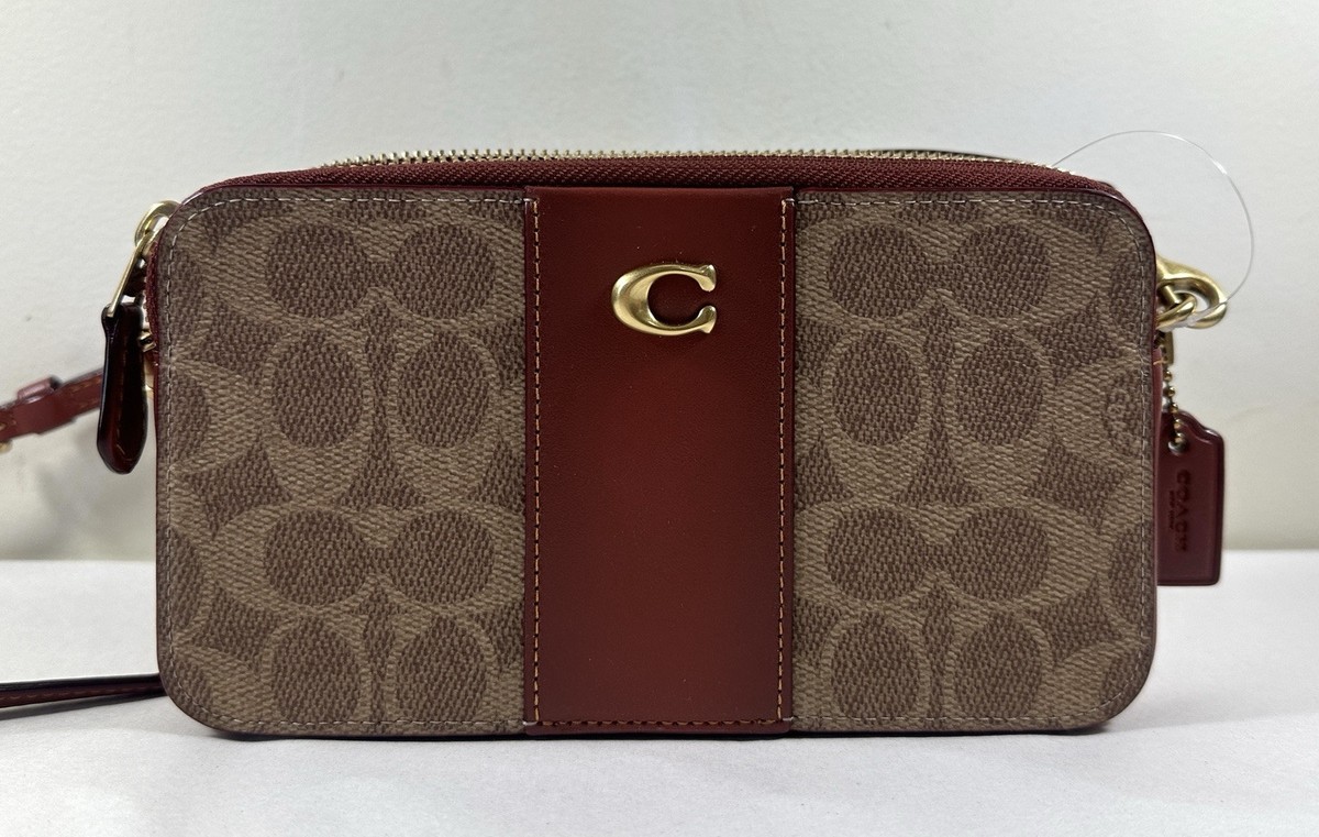 COACH CH797 KIRA Colorblock Tan Rust Coated Canvas Signature Kira