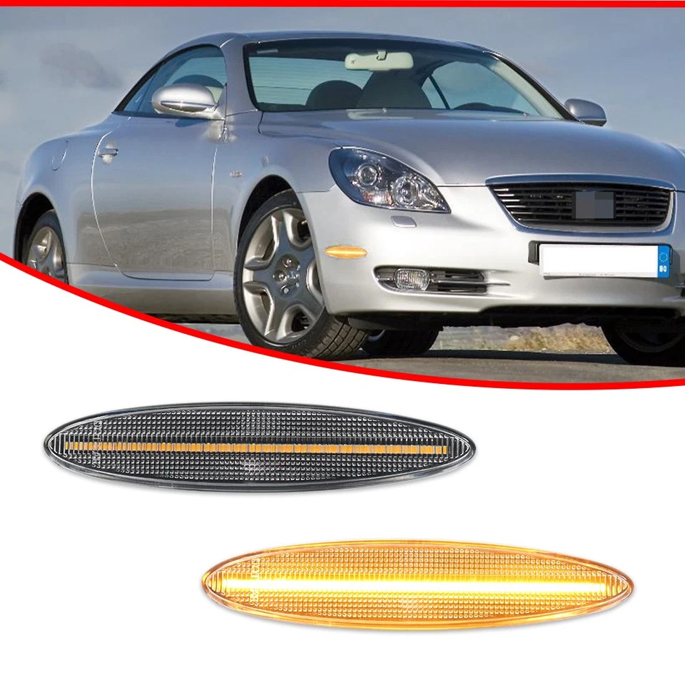Luces de señalización LED ámbar transparente para parachoques delantero para Lexus SC430 2002-2010 Foto 3 de 4