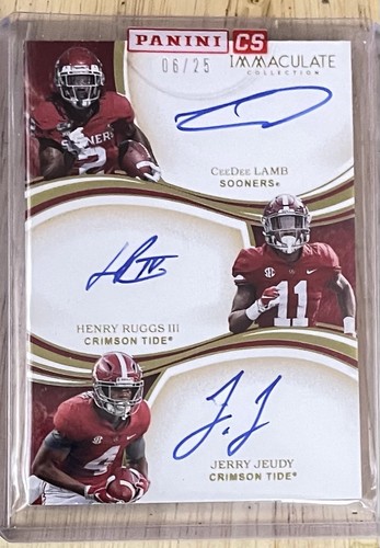 Panini 2020 Immaculate Collegiate Card #6 Lamb Ruggs Jeudy Triple Auto 06/25
