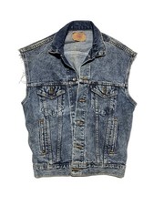 Vintage 80s Levi s 70507-0227 Acid Wash Cutoff Trucker Vest USA Made Size Sm