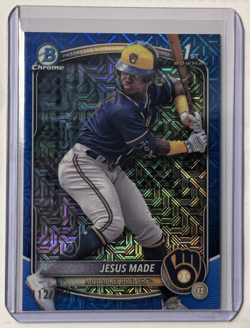 2025 Bowman Chrome 1st Jesus Made Blue Mojo Refractor /150 Brewers BCP-50
